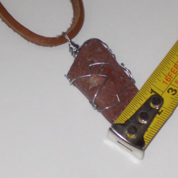 Wired rock on leather strap approximately 19 1/4" tip to tip tied by MPG Design - Picture 4 of 7